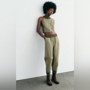 NWT ZARA PATCHWORK NYLON PANTS